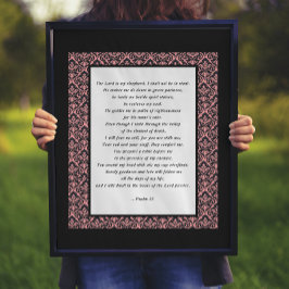 Psalms 23 Rosa & Black Damask Poster