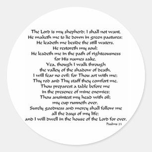 Psalms 23 runt klistermärke