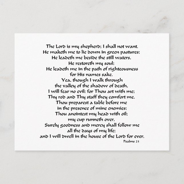 Psalms 23 vykort (Framsida)