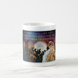 Psalms 25:15 Bibelverse med kvinnlig vaktel Kaffemugg