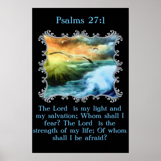 Psalms 27:1 Herren är mitt ljus och min räddning Poster (Framsidan)