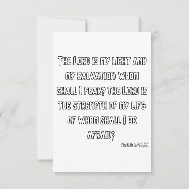 Psalms 27:1 KJV Bible Scripture Hälsning Kort (Framsida)