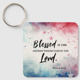 Psalms 33:12 Blsed är Nation Bible Verse Nyckelring