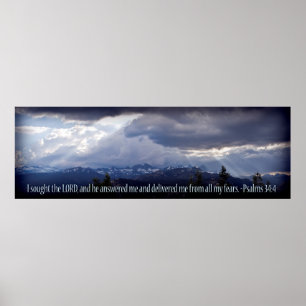 Psalms 34:4 panoramabilt för mörk poster