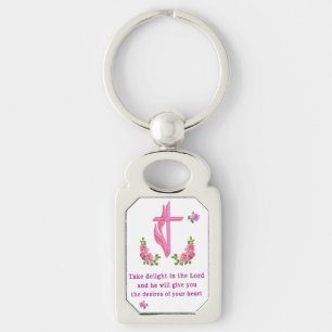 Psalms 37:4 rektangulärt silverfärgad nyckelring
