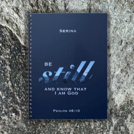 Psalms 46:10 Verse Blå fortfarande blå berg, lägg  Anteckningsbok