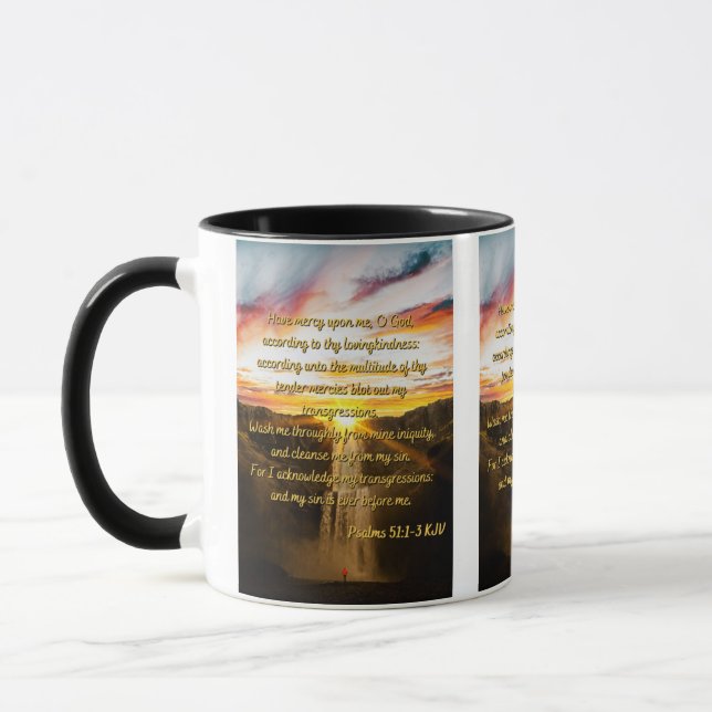 Psalms 51:1-3 Bible Verse Scripture Tone Mugg (Vänster)