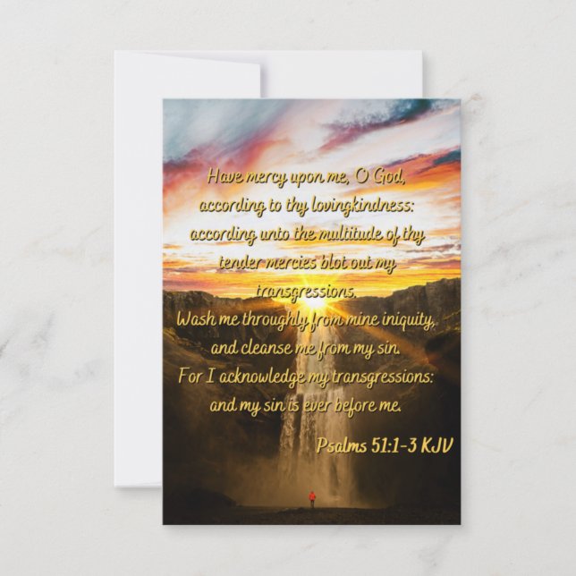 Psalms 51:1-3 Bläck versalskriptform vid Hälsning Kort (Framsida)