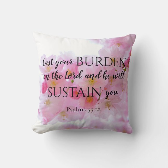 Psalms 55:22 Bibelverse Dekorativ kudde (Framsida)