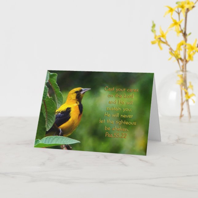 Psalms 55:22 inspirationerande kort (Gul blomma)