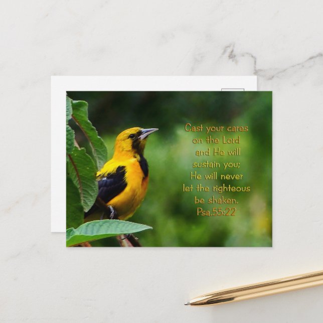 Psalms 55:22 inspirationerande vykort (Fram/Back In Situ)