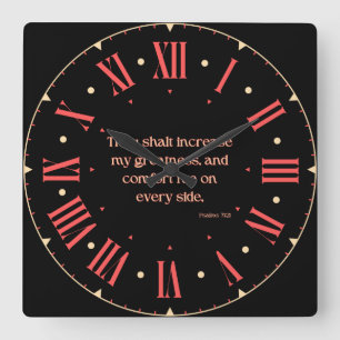Psalms 71:21 KJV Bible Verse Roman Numeral Fyrkantig Klocka