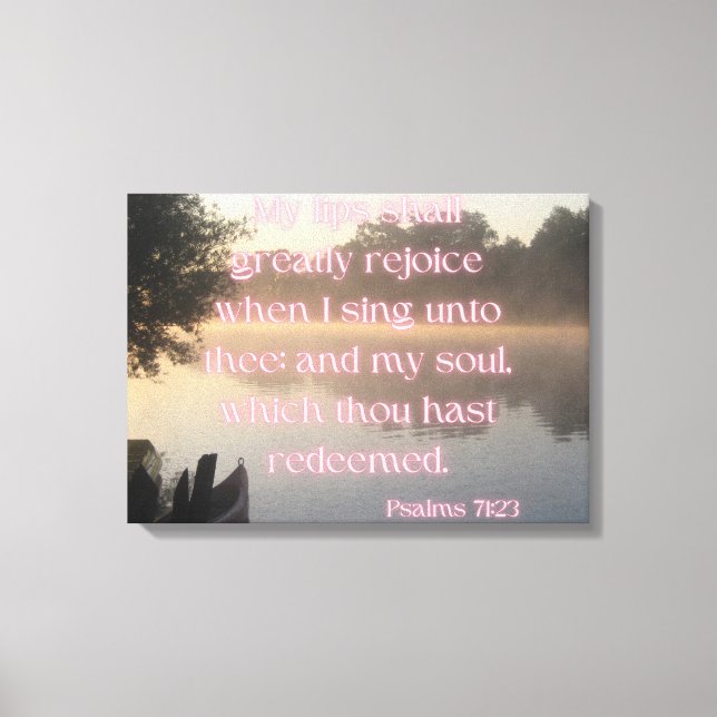 Psalms 71:23 Bible Verse KJV Pic Wall Art Canvastryck (Framsida)