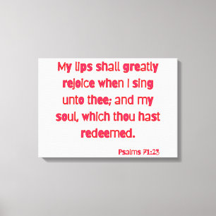 Psalms 71:23 Bible Verse KJV Wall Art Canvastryck