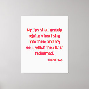 Psalms 71:23 Bible Verse KJV Wall Art Canvastryck