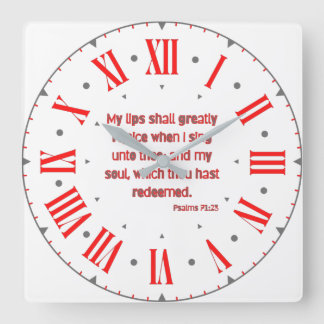 Psalms 71:23 KJV Bible Verse Roman Numeral Fyrkantig Klocka