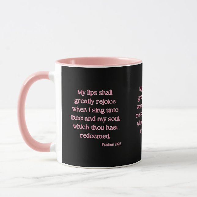 Psalms 71:23 KJV Bible Verse Two-Tone Mugg (Vänster)