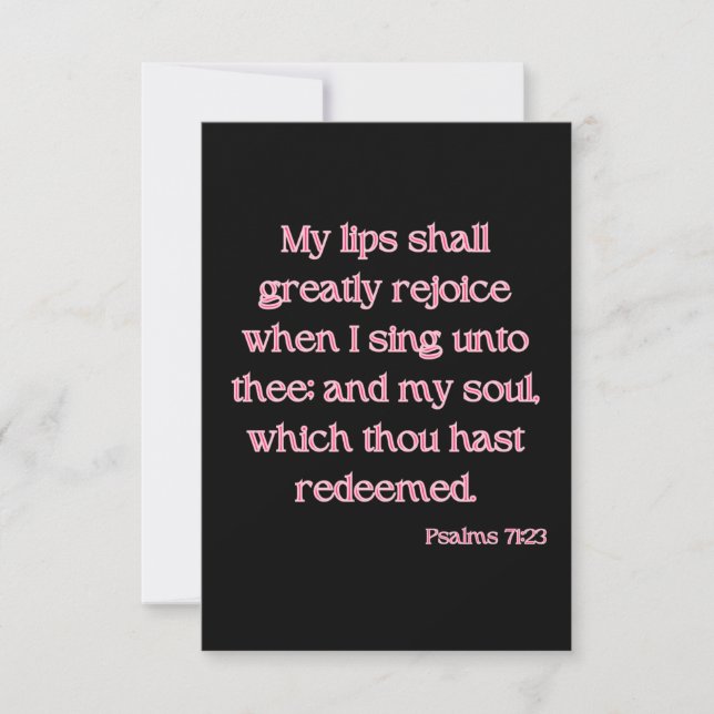 Psalms 71:23 KJV Bordsformat kort för flata hälsni (Framsida)