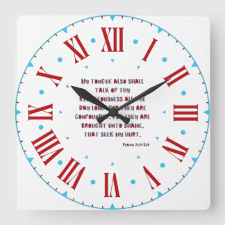 Psalms 71:24 KJV Bible Verse II Roman Numeral Fyrkantig Klocka