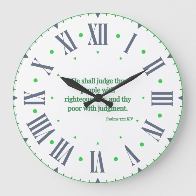 Psalms 72:2 KJV Bible Verse Roman Numeral Stor Klocka (Framsida)