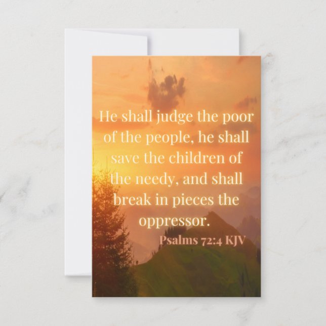 Psalms 72:4 KJV Bible Verse Pic Flat Greeting Card Kort (Framsida)