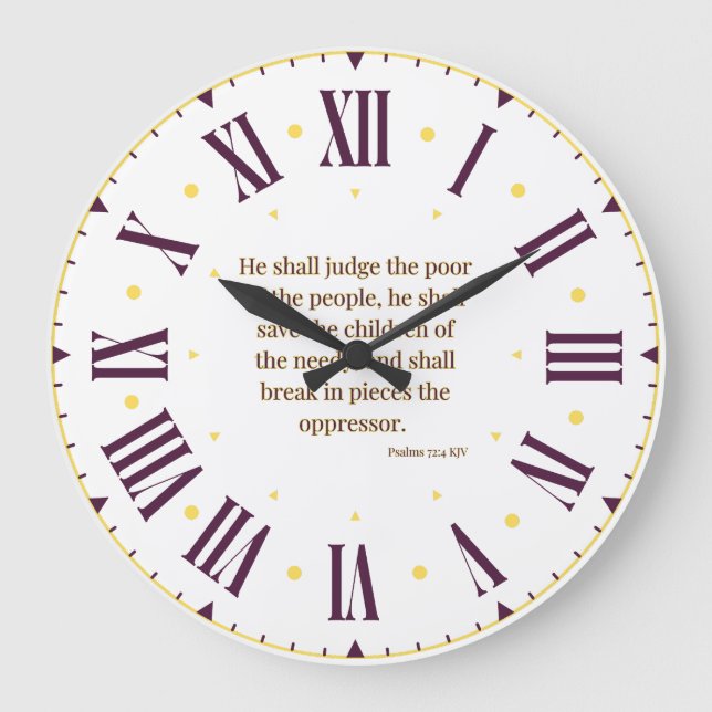 Psalms 72:4 KJV Bible Verse Roman Numeral Stor Klocka (Framsida)