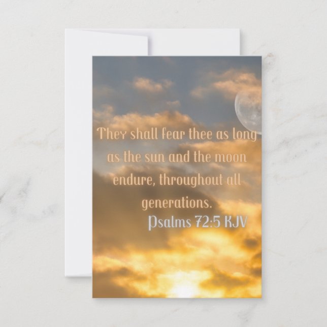 Psalms 72:5 KJV Bible Verse Pic Flat Greeting Card Kort (Framsida)