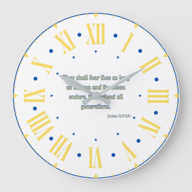 Psalms 72:5 KJV Bible Verse Roman Numeral Stor Klocka (Framsida)