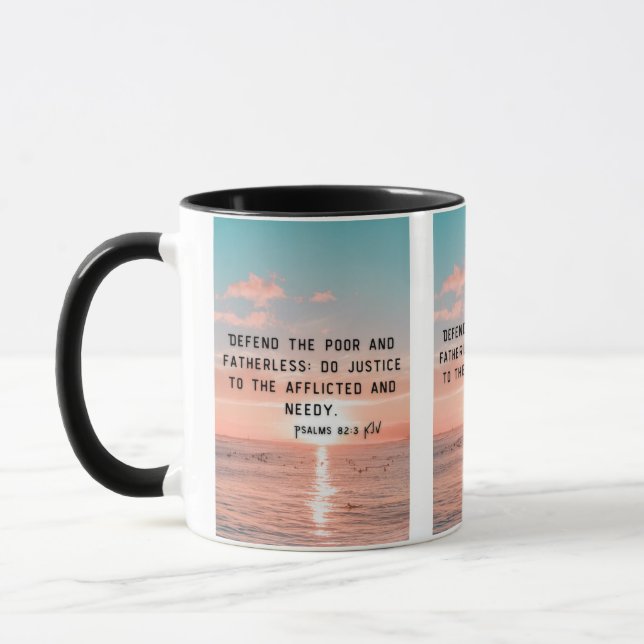 Psalms 82:3 KJV Bible Verse Pic Two-Tone Mugg (Vänster)