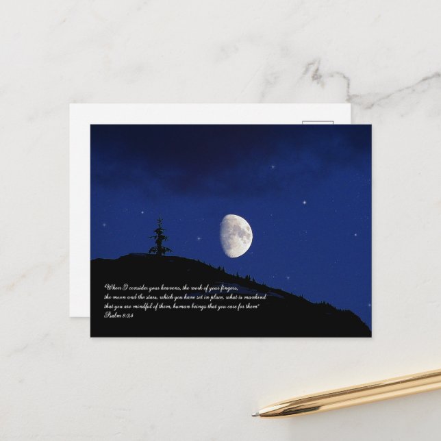 Psalms 8:3,4 Skripturinspiration Vykort (Fram/Back In Situ)