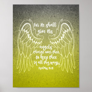 Psalms 91.11 Änglar Bible Verse Poster