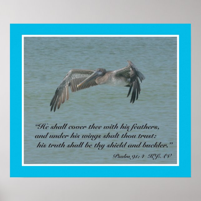 Psalms 91:4 Skriptutskrift Poster (Framsidan)