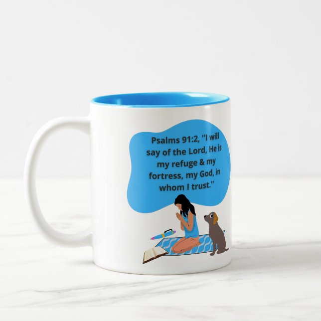 Psalms 91 dekorfärg Två-Tonad mugg (Vänster)