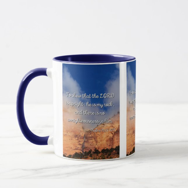 Psalms 92:15 Bible Verse Two-Tone Mugg (Vänster)
