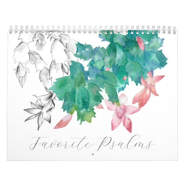 Psalms Bible Scripture Watercolor Botanical Plants Kalender (Omslag)