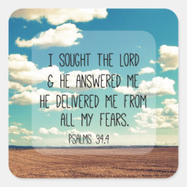 Psalms Bible Verse Fyrkantigt Klistermärke