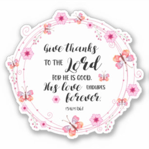 Psalms Bible Verse Ge Tack Rosa Flowers Klistermärken