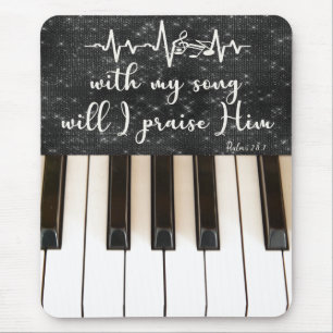 Psalms Bible Verse med Piano Nycklar Musmatta