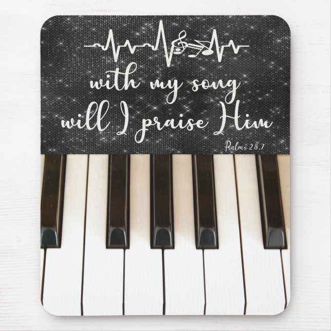 Psalms Bible Verse med Piano Nycklar Musmatta (Framsidan)