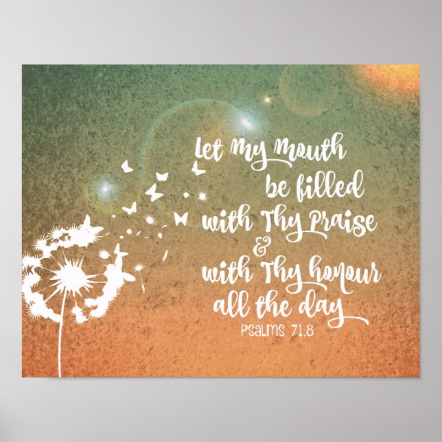 Psalms Bible Verse Pising and Honor Poster (Framsidan)