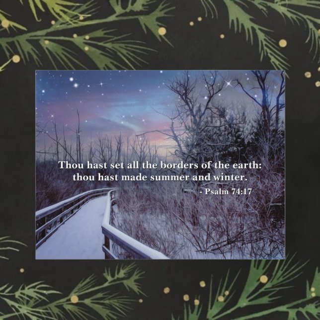 Psalms Bible Verse Winter Twilight Himlar Woodland Helg Vykort (Skapare uppladdad)