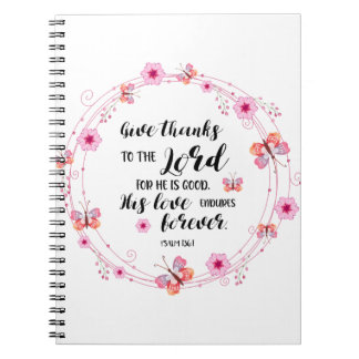 Psalms Devotional Christian Bible Verse Rosa Flora Anteckningsbok