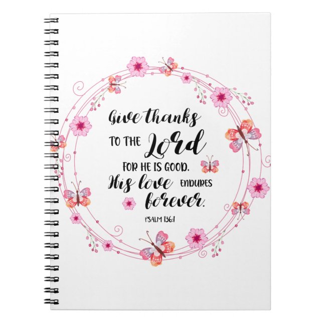 Psalms Devotional Christian Bible Verse Rosa Flora Anteckningsbok (Framsidan)