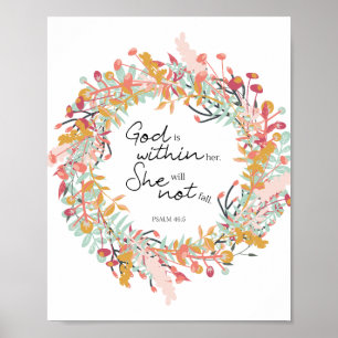 Psalms Gud är inom hennes blommigt. Poster