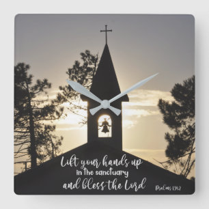 Psalms Hiss upp din Händer bibelkyrka Fyrkantig Klocka
