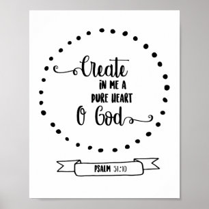 Psalms rent hjärta Bible verse Calligraphy Poster