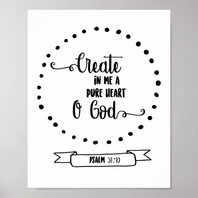 Psalms rent hjärta Bible verse Calligraphy Poster (Framsidan)