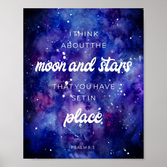 Psalms vattenfärg Galaxy Stars Bible Verse-citat Poster (Framsidan)