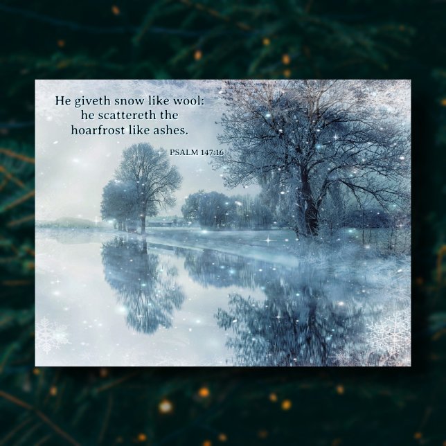 Psalms Verse Snowy Träd Fryst Pond-jul Helg Vykort (Skapare uppladdad)