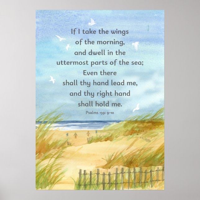 Psaltaren 139:9 Bibelvers Ocean Beach-målning Poster (Framsidan)